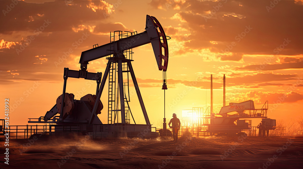 The oil workers at work, Generative AI