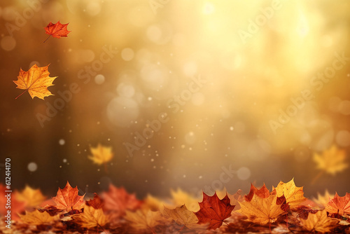 Autumn leaves background with copy space Generative Ai