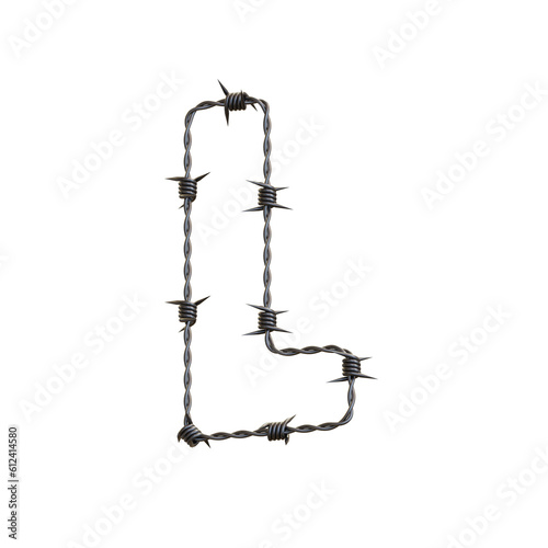 Barbed Wire 3D Alphabet or PNG Letters