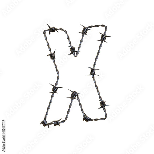 Barbed Wire 3D Alphabet or PNG Letters