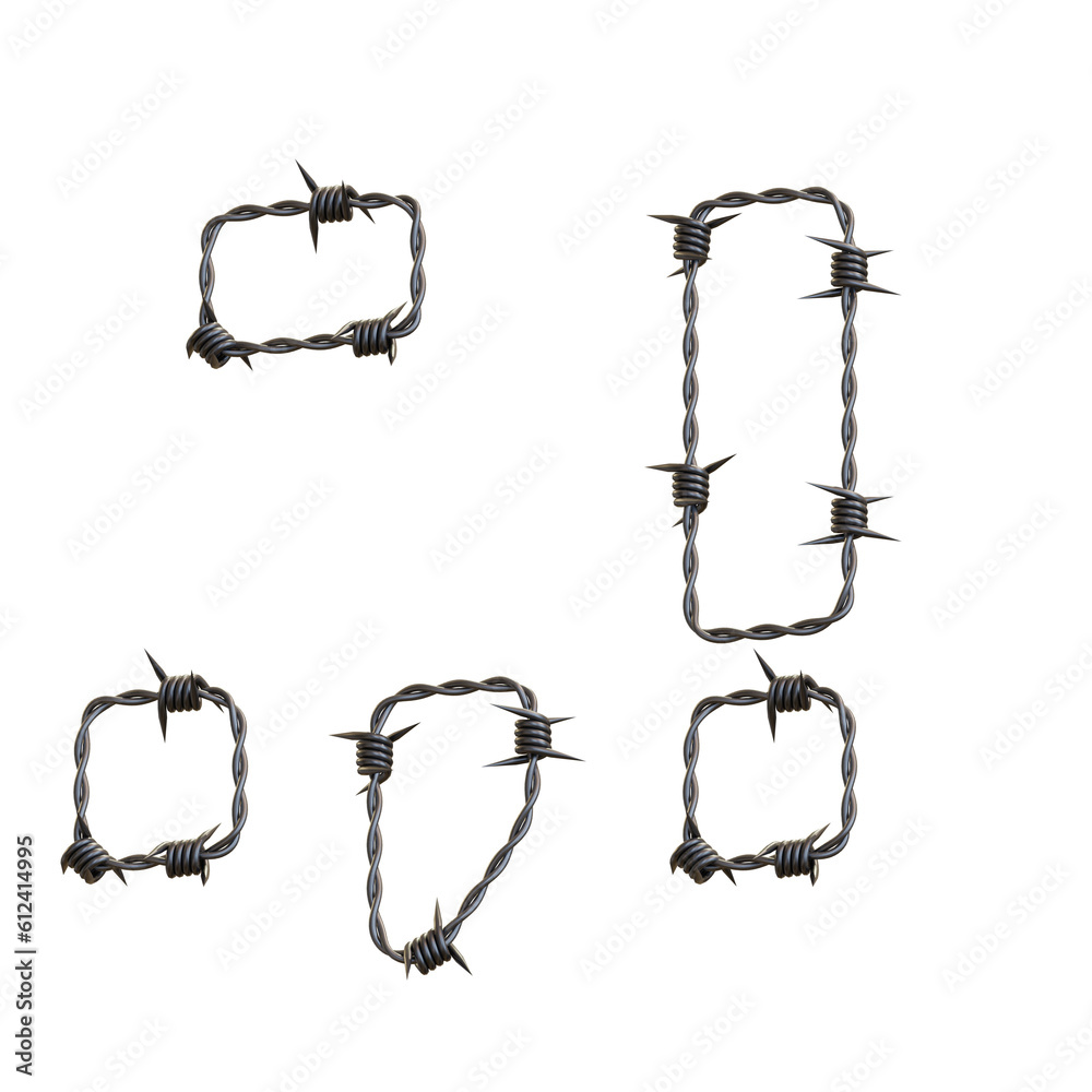 Barbed Wire 3D Alphabet or PNG Letters Barbed Wire 3D Alphabet or PNG Letters