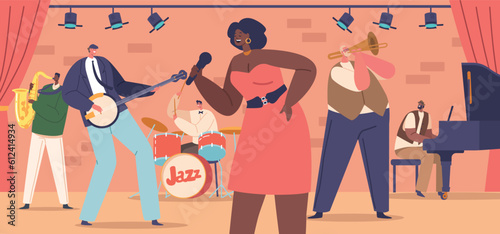 Photography Energetic Jazz Band Characters Captivating The Audience With Their Mesmerizing P