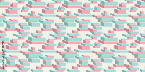 3D Box background. Seamless pattern.Vector. 立体的な箱のパターン　背景素材