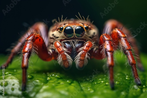 Close-Up of Large Hairy Spider on Leaf - AI Generative © Digital Dreamscape