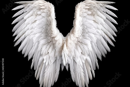 Close-Up of Angels White Feathered Wings - AI Generative