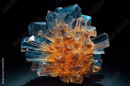 Extreme microscope image of human cell, crystal mineral specimen, AI generated photo