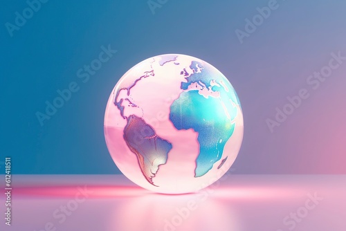 design of a neon light bulb representing planet Earth  a unique and vibrant decoration. AI Generated