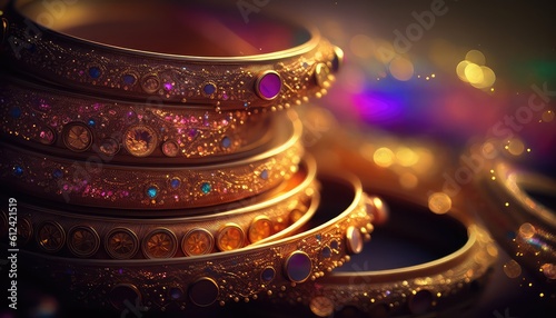 golden and royal indian bangle jewelry backdrop perfect for weddings generative ai