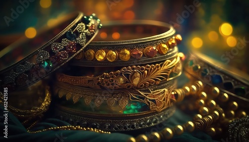 elegant and royal indian bangle jewelry photography for bridal glamour generative ai