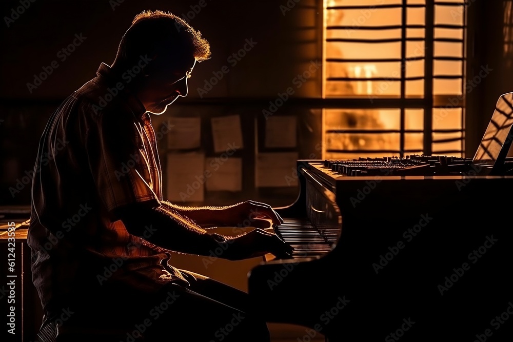 silhouette of a person playing piano silhouette of a person playing piano