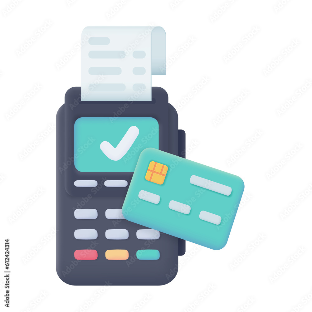 Credit card swipe machine 3D icon. online payment by credit card Cashless society. 3d illustration Credit card swipe machine 3D icon. online payment by credit card Cashless society. 3d illustration