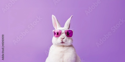 Rabbit wearing glasses, background minimalist, Generativa AI