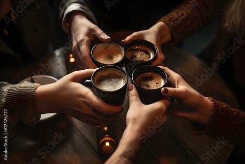 A group of friends enjoying coffee together.