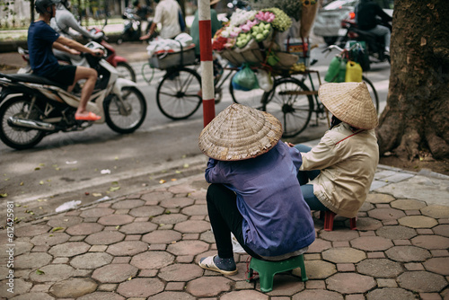 traditional vietnamese hats on the streets of hanoi
