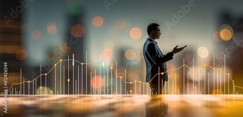 Businessman is analyzing stock market data, financial market and exchange trading chart statistics