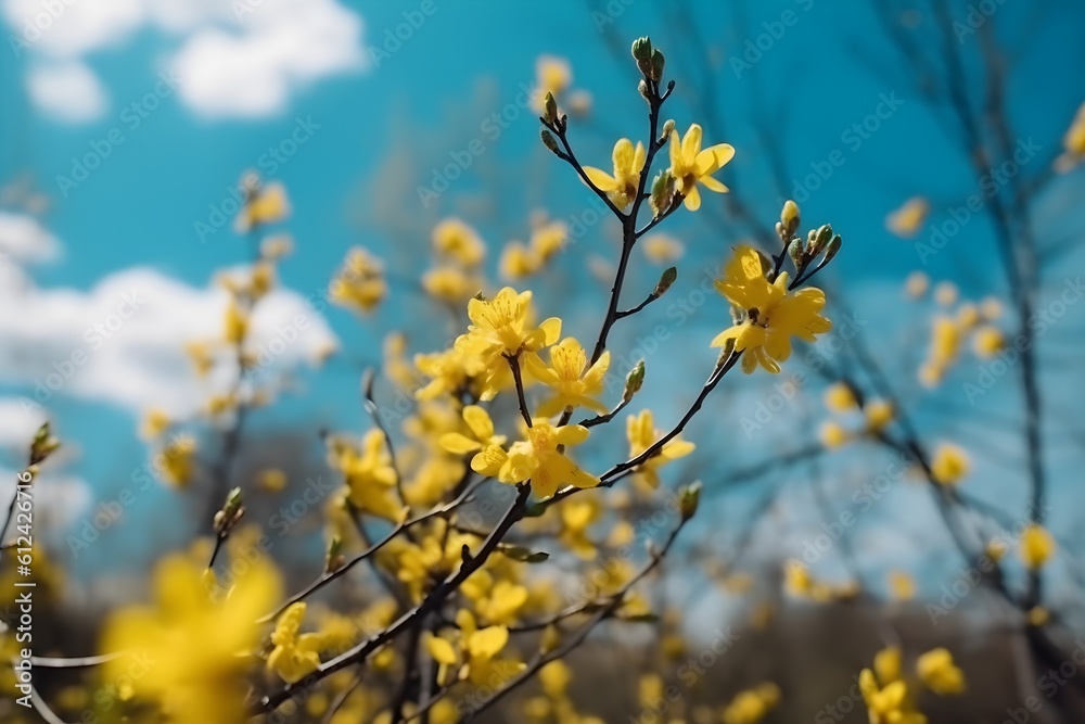 A vibrant spring background featuring a blooming yellow flower. A vibrant spring background featuring a blooming yellow flower.