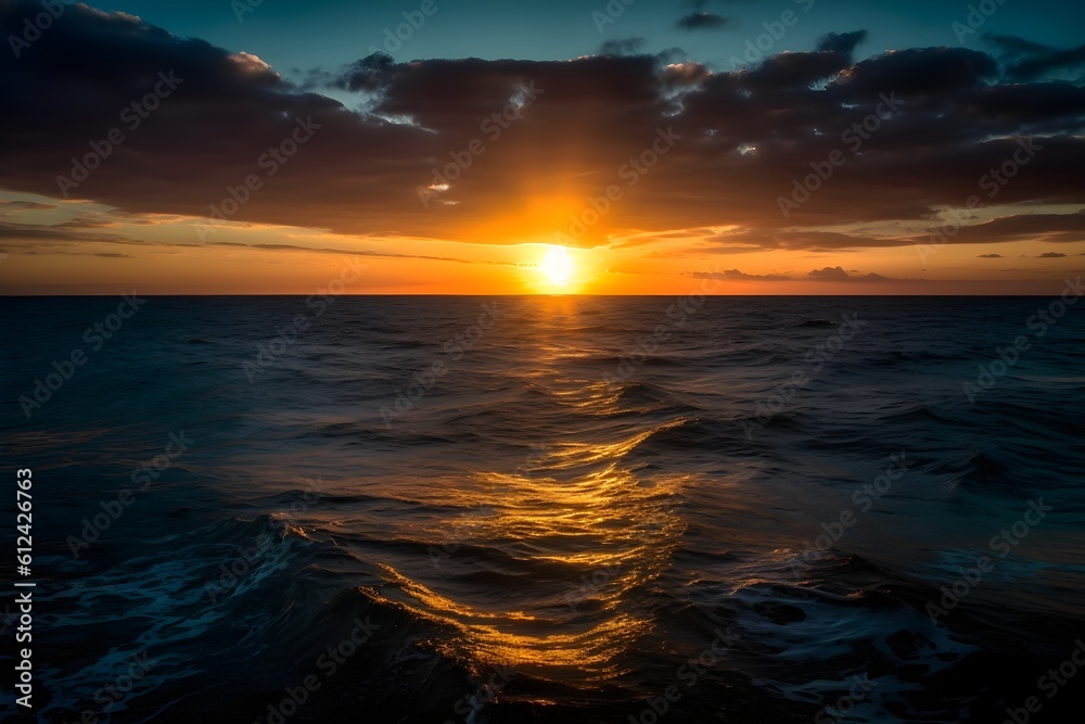 A beautiful sunset over the ocean captured in an image.