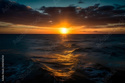 A beautiful sunset over the ocean captured in an image. © Szalai