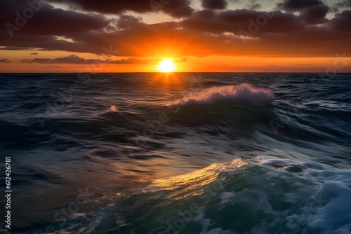 A breathtaking sunset illuminating the ocean horizon at location