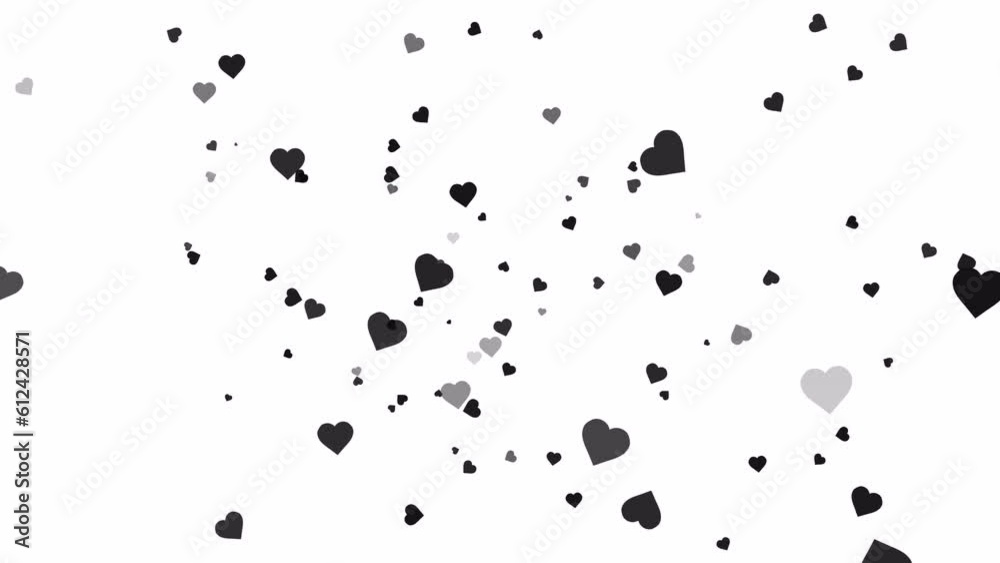 画面中央から溢れだすオレンジのハートのパーティクル。アルファチャンネル白背景。4Kモーショングラフィックスビデオ。ProRes4444。