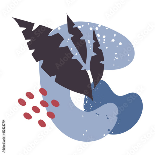 Abstract element. Hand drawn doodle geometric and floristic shape. Modern trendy shapes isolated flat vector illustration