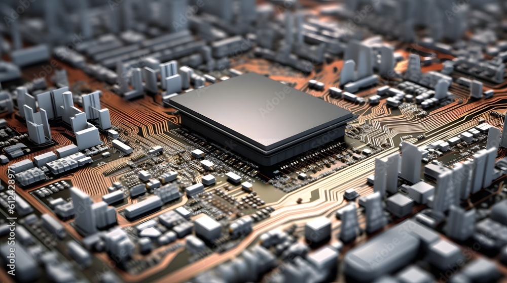 Smart city on circuit printed board concept,
Smart city on circuit printed board concept,