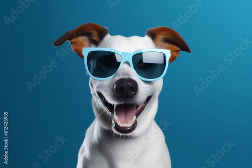 smile dog cute sunglasses isolated pet portrait animal funny background domestic. Generative AI. © SHOTPRIME STUDIO
