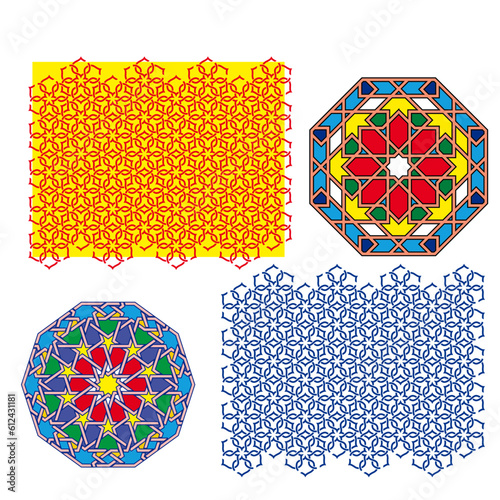 vector ornaments of the east carved ceiling asia background pattern