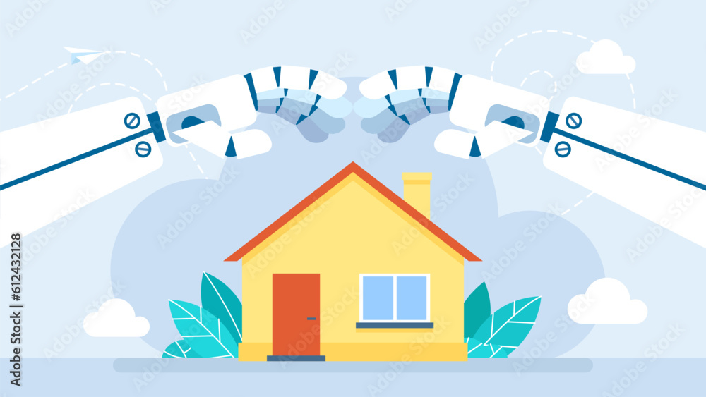 House Insurance. Artificial intelligence for property protection. Robot ...