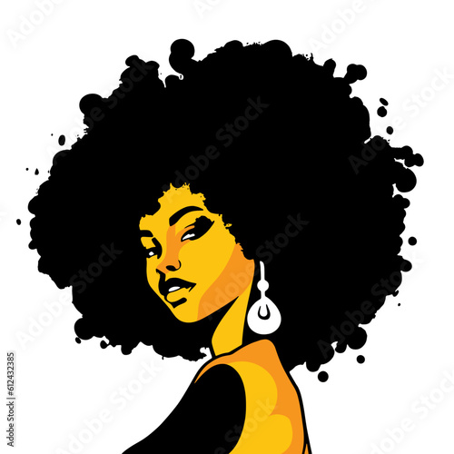 Vector Illustration of an African American Black Women on a white background, yellow theme.