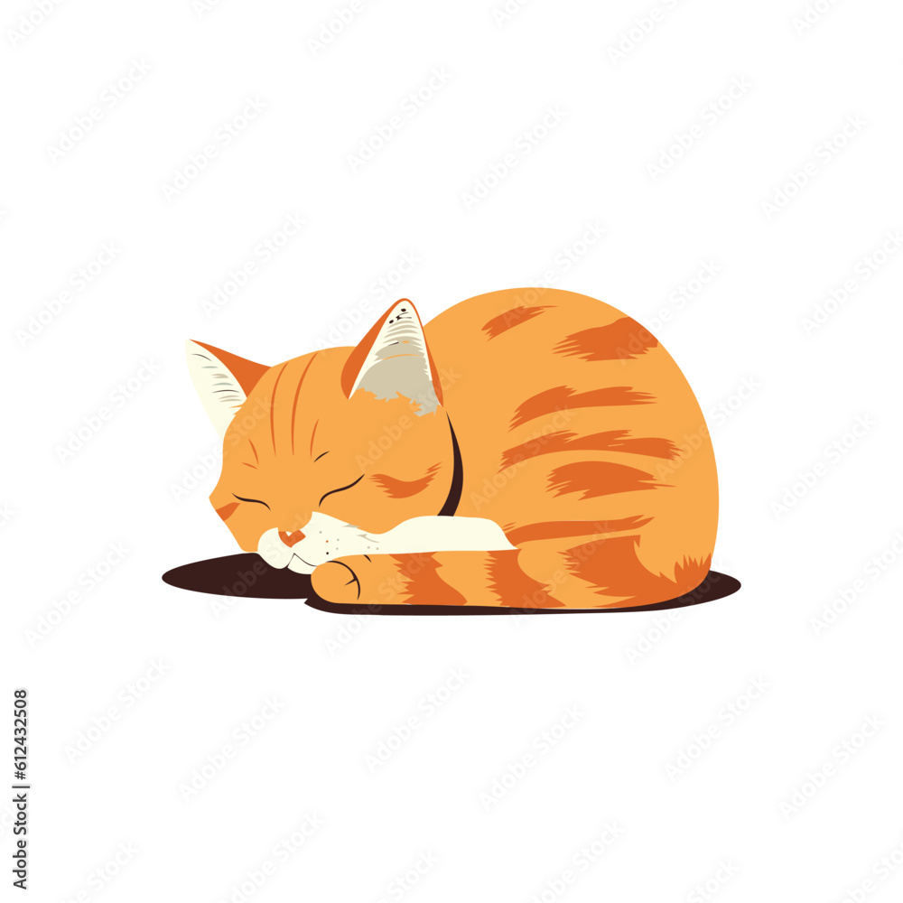 Black cute cat sleeping curled up in a ball in cartoon style. Vector ...