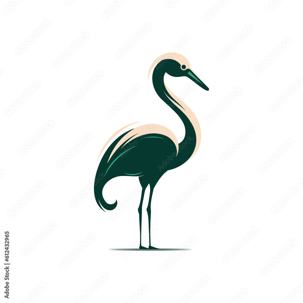 Black Flamingo logo icon isolated onwhite background