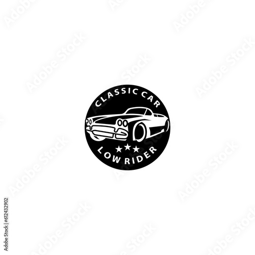 low rider vintage car badge vector logo design