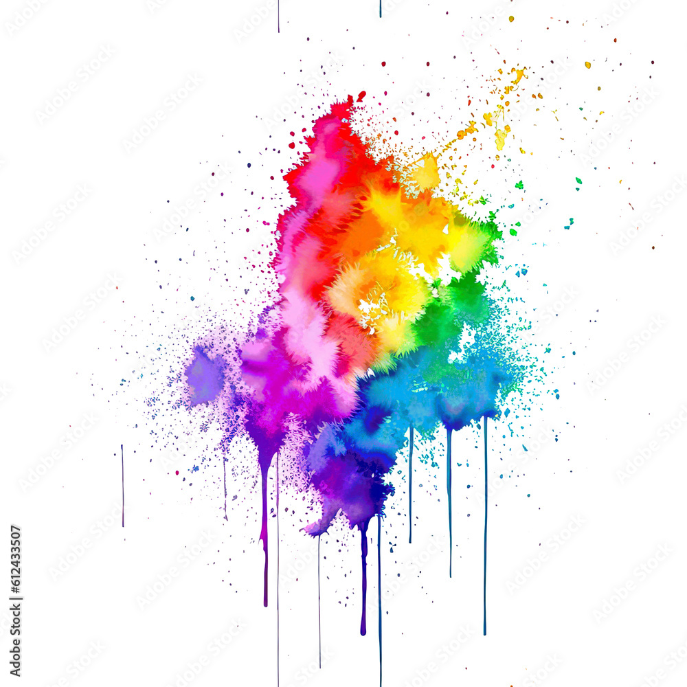 Fototapeta premium Watercolor rainbow illustration of lgbt right. Abstract LGBT rainbow watercolor. Cut out on white background. Generative AI