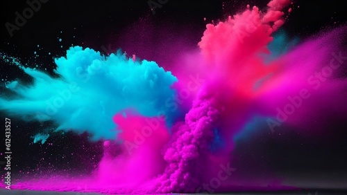 colorful background.Color powder explosion in black background. Generative AI