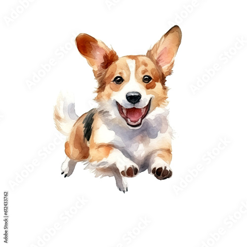 Cute dog hand drawn with style watercolor. Generative AI