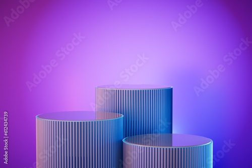 Round catwalks for placing goods on a pastel background. copy space. 3D render