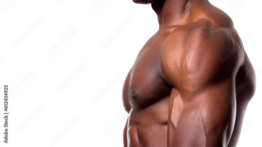 Handsome muscular man in fitness outfit against white background. Generative AI
