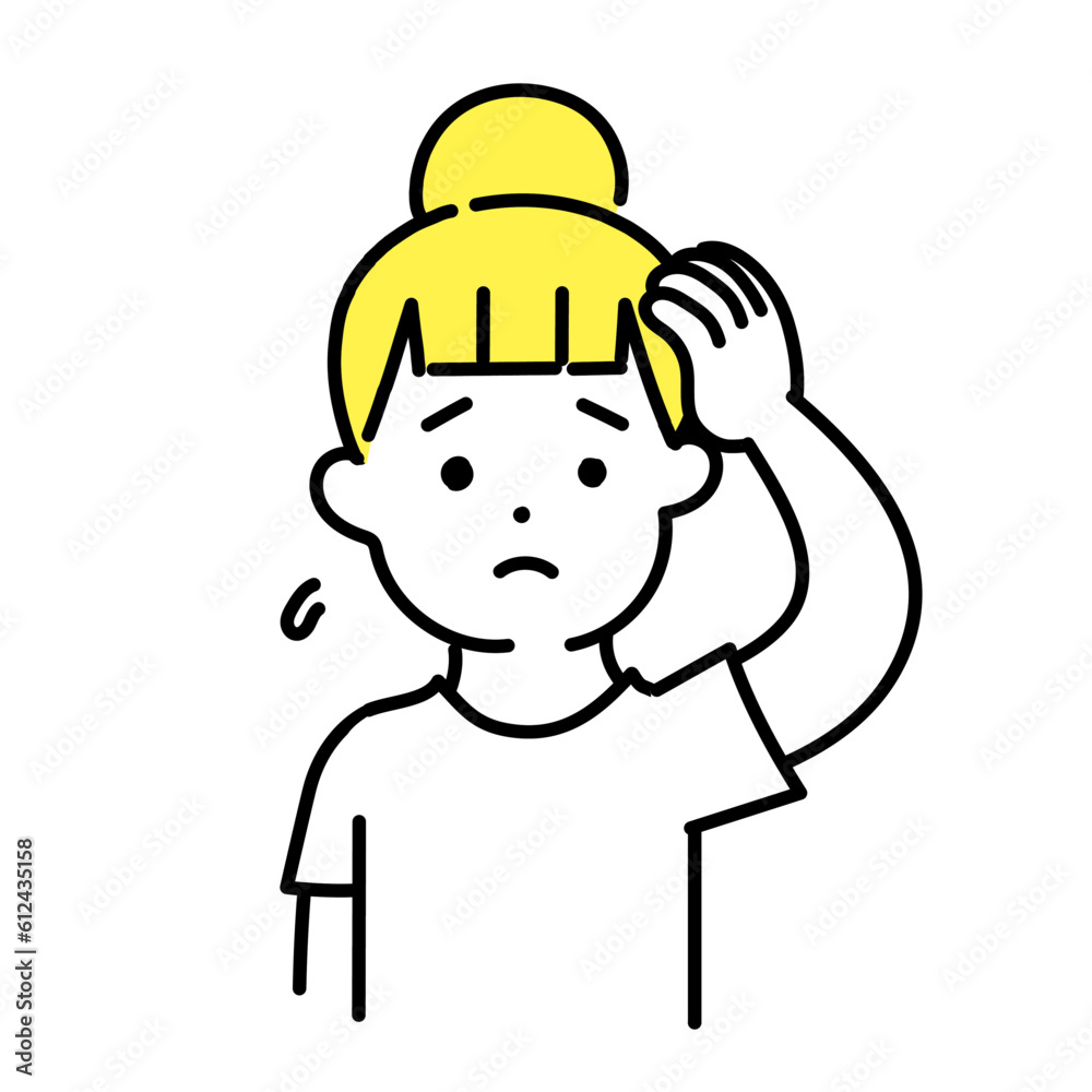 かわいい人物のイラストシリーズ _ カジュアルな女性_ 困る かわいい人物のイラストシリーズ _ カジュアルな女性_ 困る