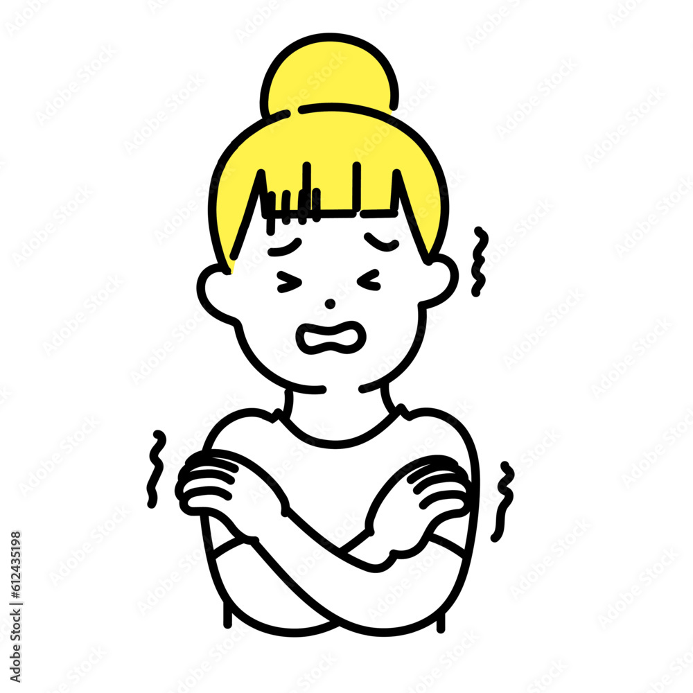 かわいい人物のイラストシリーズ _ カジュアルな服装の女性_ 寒い