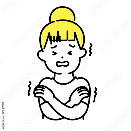 かわいい人物のイラストシリーズ _ カジュアルな服装の女性_ 寒い