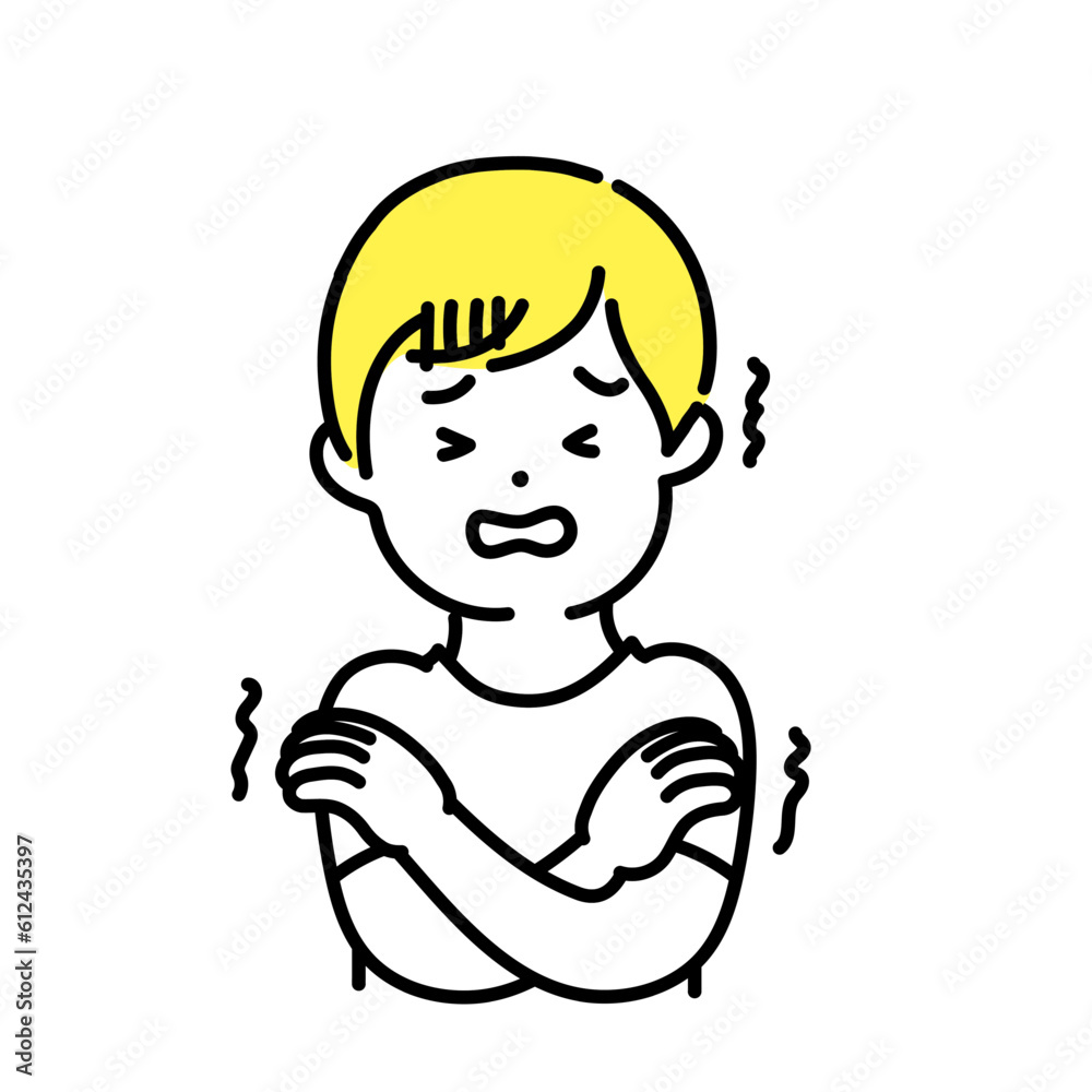 かわいい人物のイラストシリーズ _ カジュアルな服装の男性_ 寒い かわいい人物のイラストシリーズ _ カジュアルな服装の男性_ 寒い