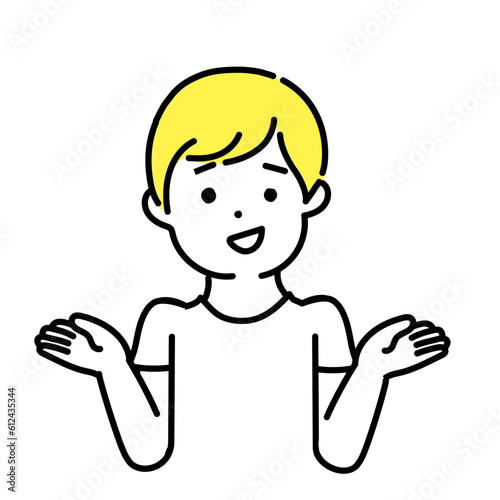 かわいい人物のイラストシリーズ _ カジュアルな男性_ 呆れる