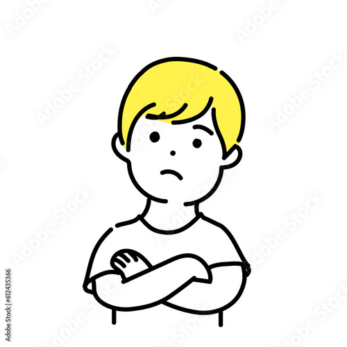 かわいい人物のイラストシリーズ _ カジュアルな服装の男性_ 考える