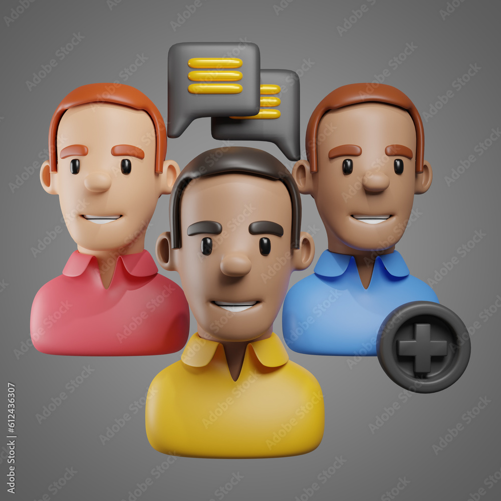 Naklejka premium Icon of characters representing community. 3d illustration