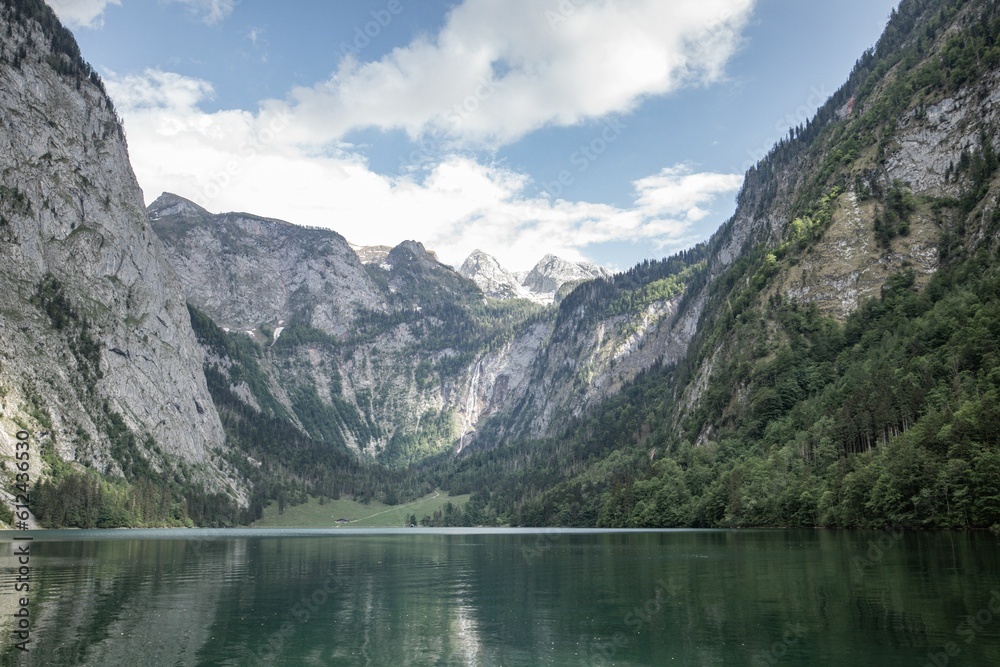 Beautiful view of a landscape in German Alps Obersee Bavaria