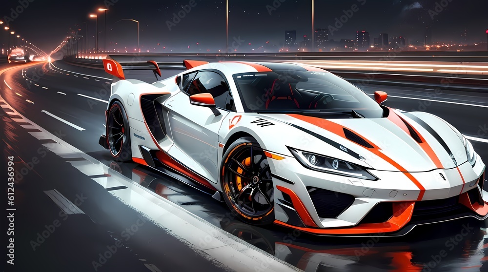 Neon Velocity: Futuristic Sports Car with Dazzling Light Trails Neon Velocity: Futuristic Sports Car with Dazzling Light Trails