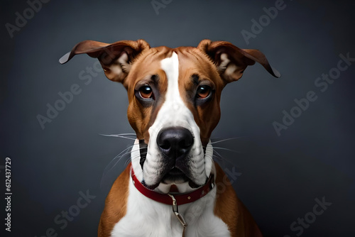 Great Dane on gray background