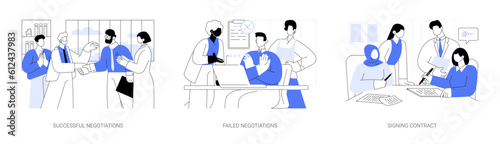 International negotiations abstract concept vector illustrations.