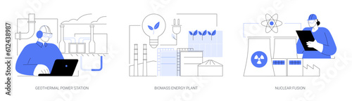 Renewable energy abstract concept vector illustrations.